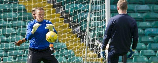 Stjarnan goalkeeper Gunnar Nielsen trains at Celtic Park