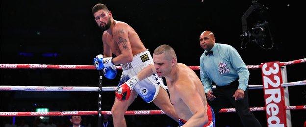 Tony Bellew puts BJ Flores on the canvas