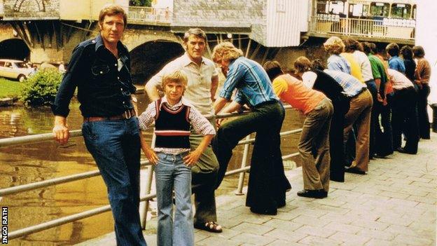 A young Klopp poses for a photo with his father Norbert