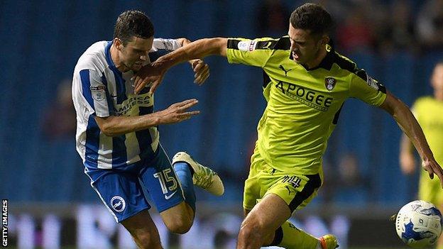 Dominic Ball (right) in action for Rotherham