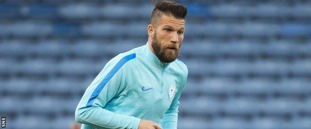 Slovenia captain Bosjan Cesar in training at Hampden