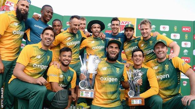 South Africa with the T20 series trophy