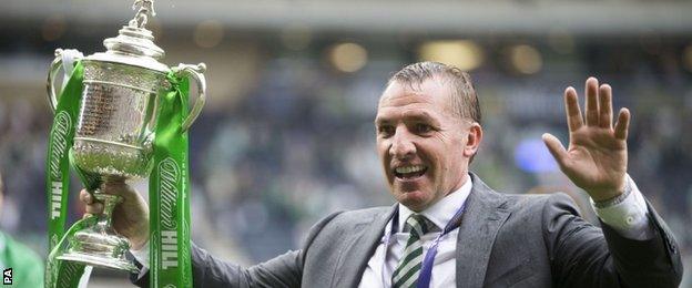 Celtic manager Brendan Rodgers with the Scottish Cup