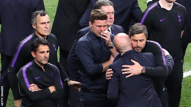 Mauricio Pochettino cries after defeat in the Champions League final to Liverpool