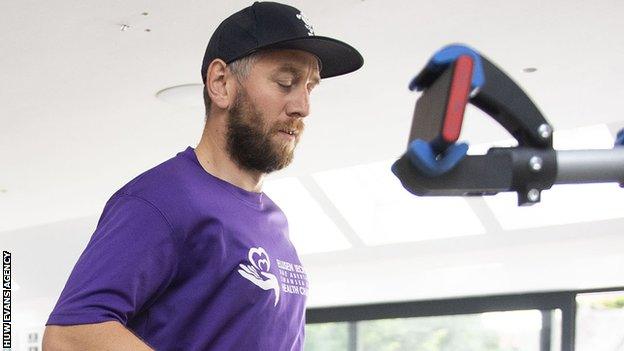 Ryan Jones has completed a number of charity fundraising challenges during the coronavirus pandemic including running a marathon on a treadmill in his kitchen