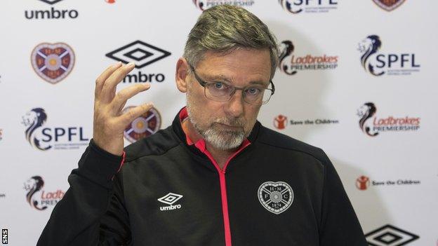 Hearts manager Craig Levein addresses the media