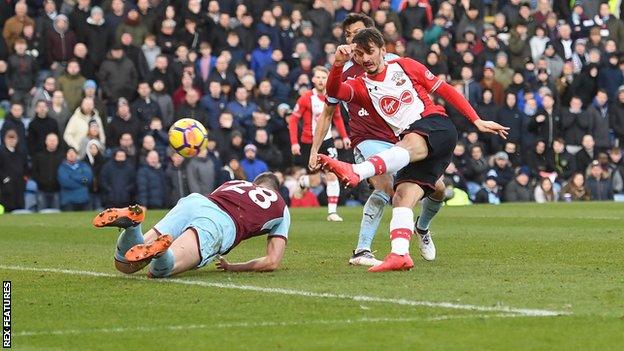 Gabbiadini lashes the ball past Burnley keeper Nick Pope