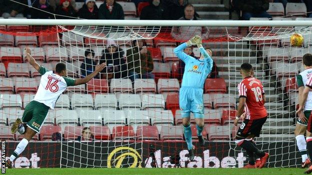 Ethan Pinnock scores for Barnsley at the Stadium of Light