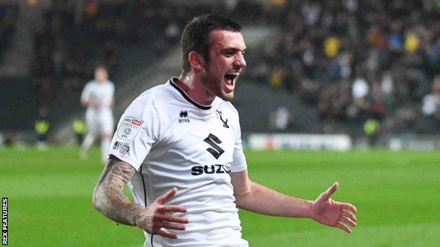 Troy Parrott scores for MK Dons