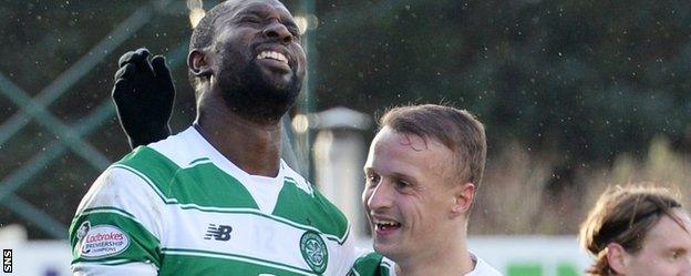 Celtic's Carlton Cole and Leigh Griffiths celebrate