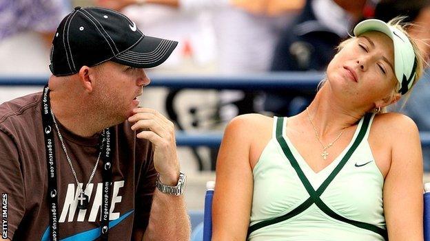 Michael Joyce and Maria Sharapova pictured during a match