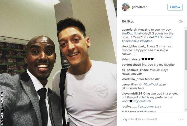 Mo Farah and Mesut Ozil