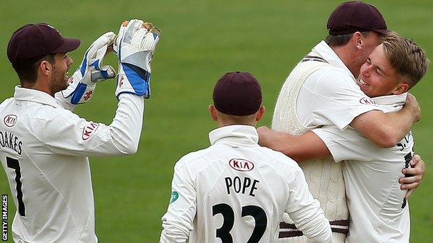 Sam Curran takes a wicket against Yorkshire