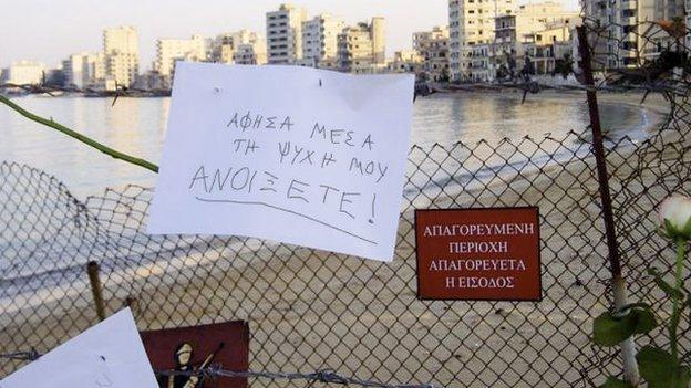 a note left on the fence around Varosha