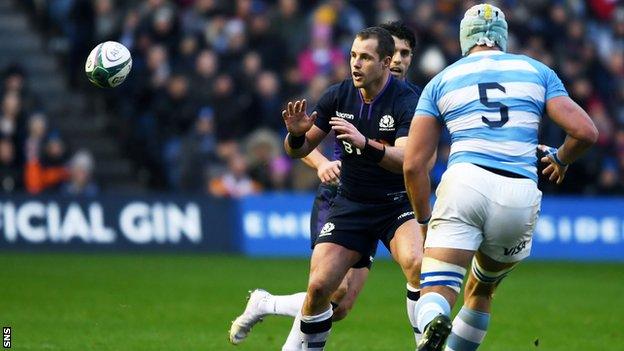 Allan Dell playing for Scotland against Argentina