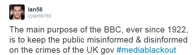 The main purpose of the BBC is to keep the public misinformed about the crimes of the UK government