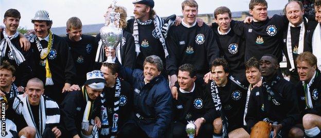 Kevin Keegan and the 1992-93 First Division title winning Newcastle team