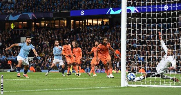 Bernardo Silva scores for Manchester City against Lyon