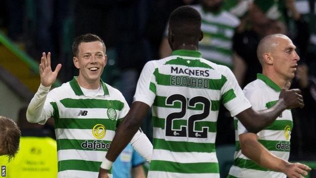 Callum McGregor celebrates his goal in Celtic's victory against FK Sarajevo