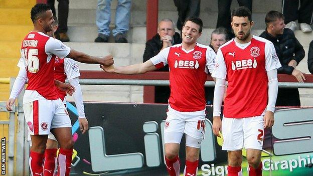 Bobby Grant is congratulated after scoring in his side's win over Burton