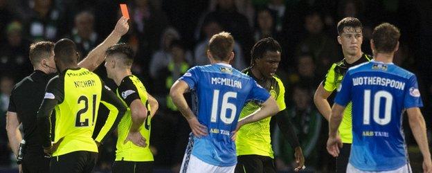 Dedryck Boyata was shown a red card for foul and abusive language