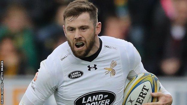 England winger Elliott Daly was one of Wasps' six try scorers at Kingston Park, also adding a conversion