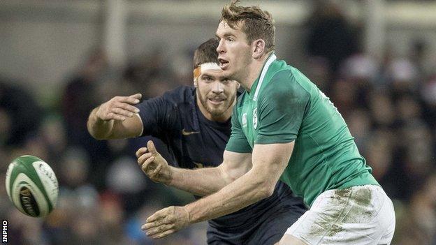 Chris Farrell in action for Ireland against Argentina in November