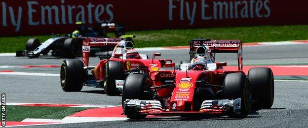 Ferrari F1 drivers Kimi Raikkonen (left) and Sebastian Vettel