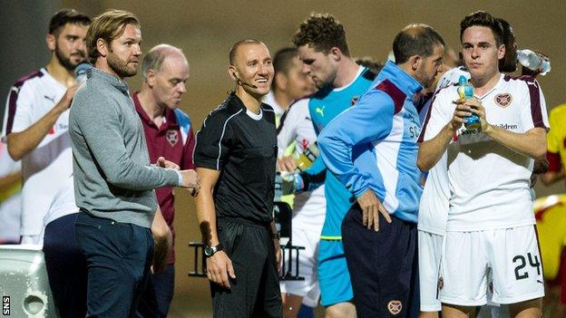 Robbie Neilson and some Hearts players