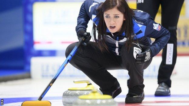 Eve Muirhead watches a stone during Scotland's European Championship success