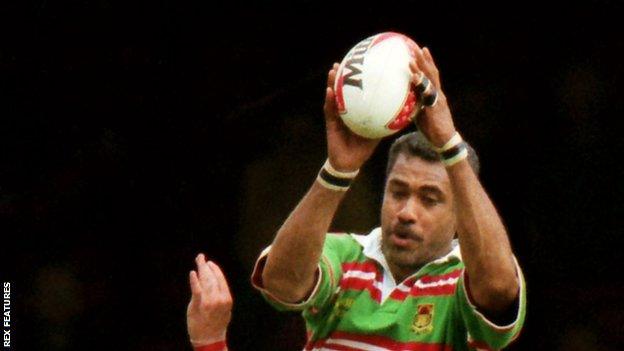 Kuli Faletau wins a line-out for Ebbw Vale in their 1998 Welsh Cup final defeat by Llanelli