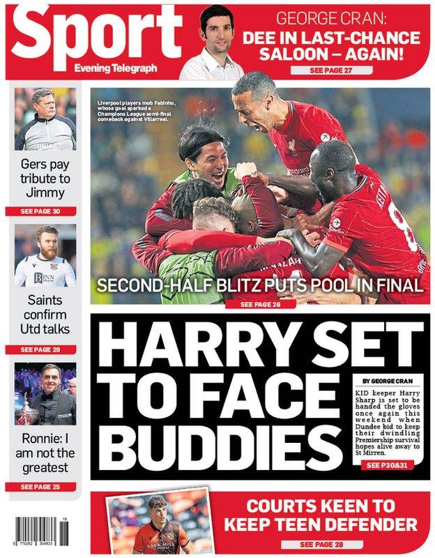 The back page of the Evening Telegraph on 040522