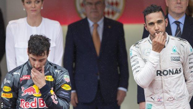 Daniel Ricciardo and Lewis Hamilton