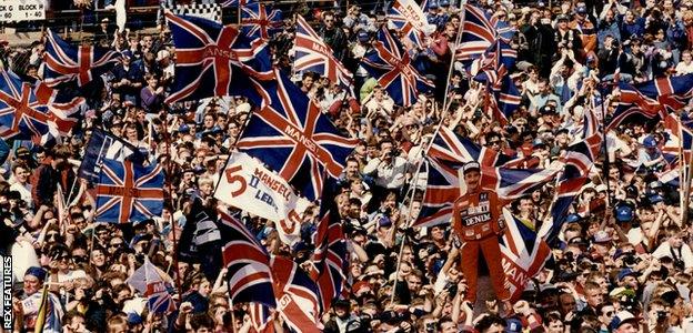 Nigel Mansell fans at the British Grand Prix