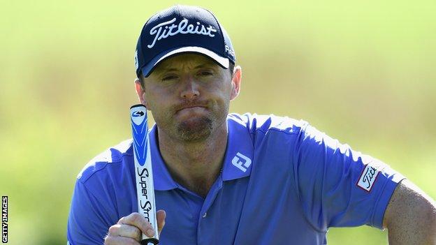 Michael Hoey sizes up a putt in Germany