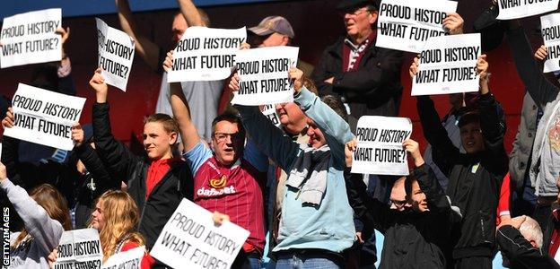 Villa fans protest against Chelsea