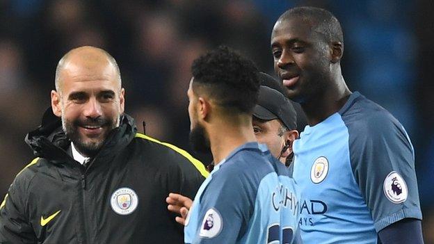 Pep Guardiola and Gael Clichy