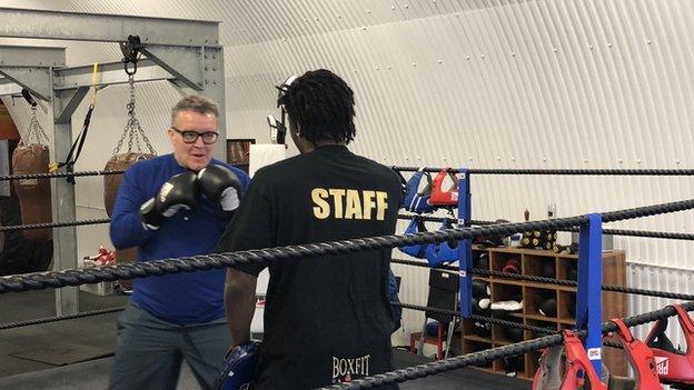 Labour MP Tom Watson boxing