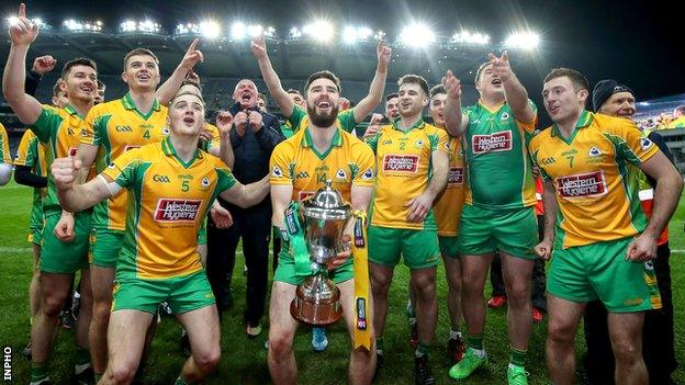 Corofin celebrate after completing their three-in-a-row