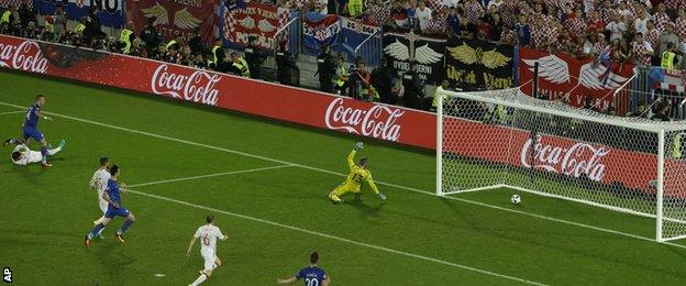 Ivan Perisic scores Croatia's winner against Spain