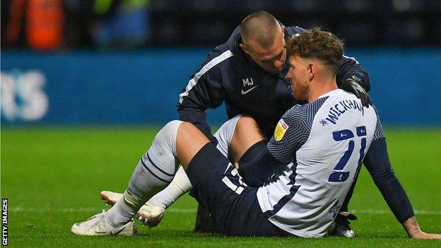 Connor Wickham was substituted in the seventh minute of Preston's 4-1 Carabao Cup win over Cheltenham on 21 September after injuring his hamstring