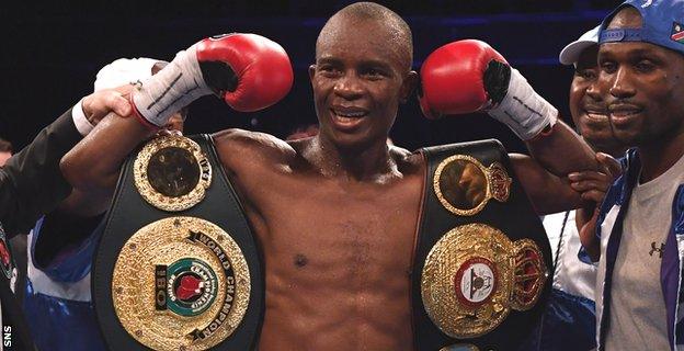 Julius Indongo now holds the WBA, IBF and IBO versions of the super-lightweight world title