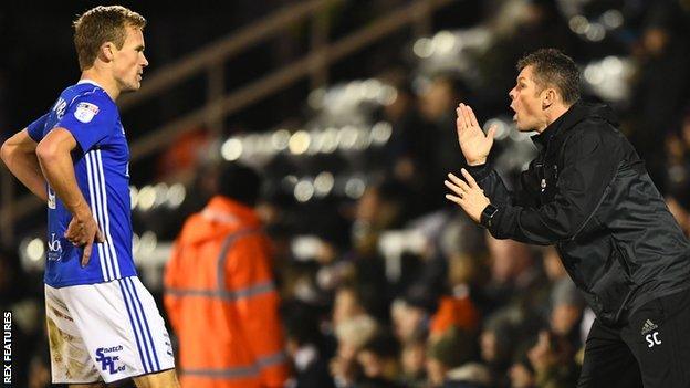 Steve Cotterill was his customary animated self during the 90 minutes at Craven Cottage, giving advice here to midfielder Maikel Kieftenbeld