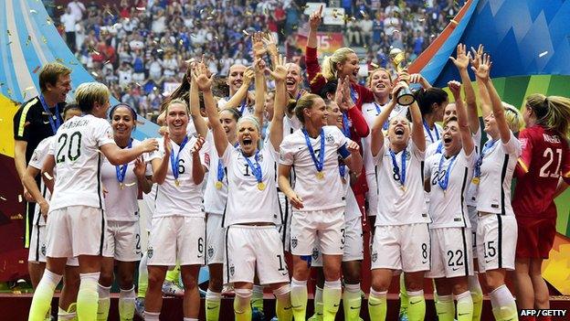 The Women's USA team celebrate their win