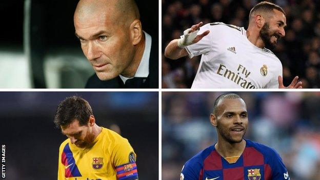 Zinedine Zidane, Karim Benzema, Lionel Messi, Martin Braithwaite