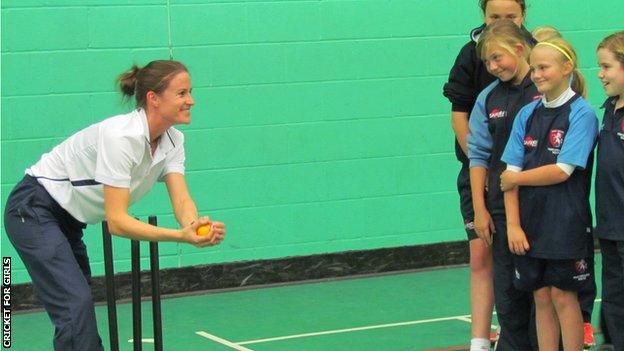 Lydia Greenway takes a fielding session