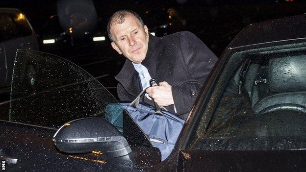 Stewart Regan leaves the Hampden after resigning from the SFA