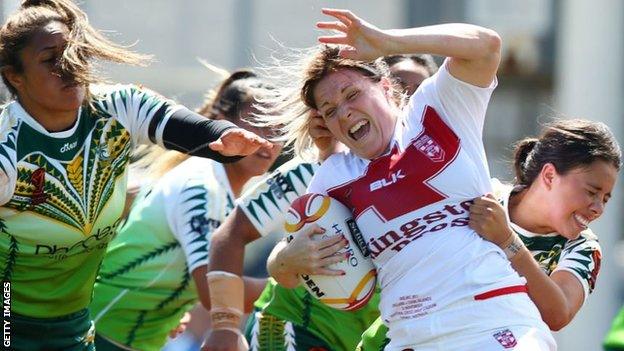 Amy Hardcastle in action for England against the Cook Islands