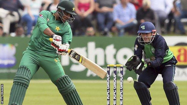 Pakistan's Sharjeel Khan in action against Ireland