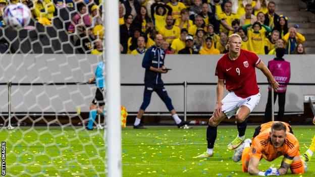 Erling Haaland scores for Norway